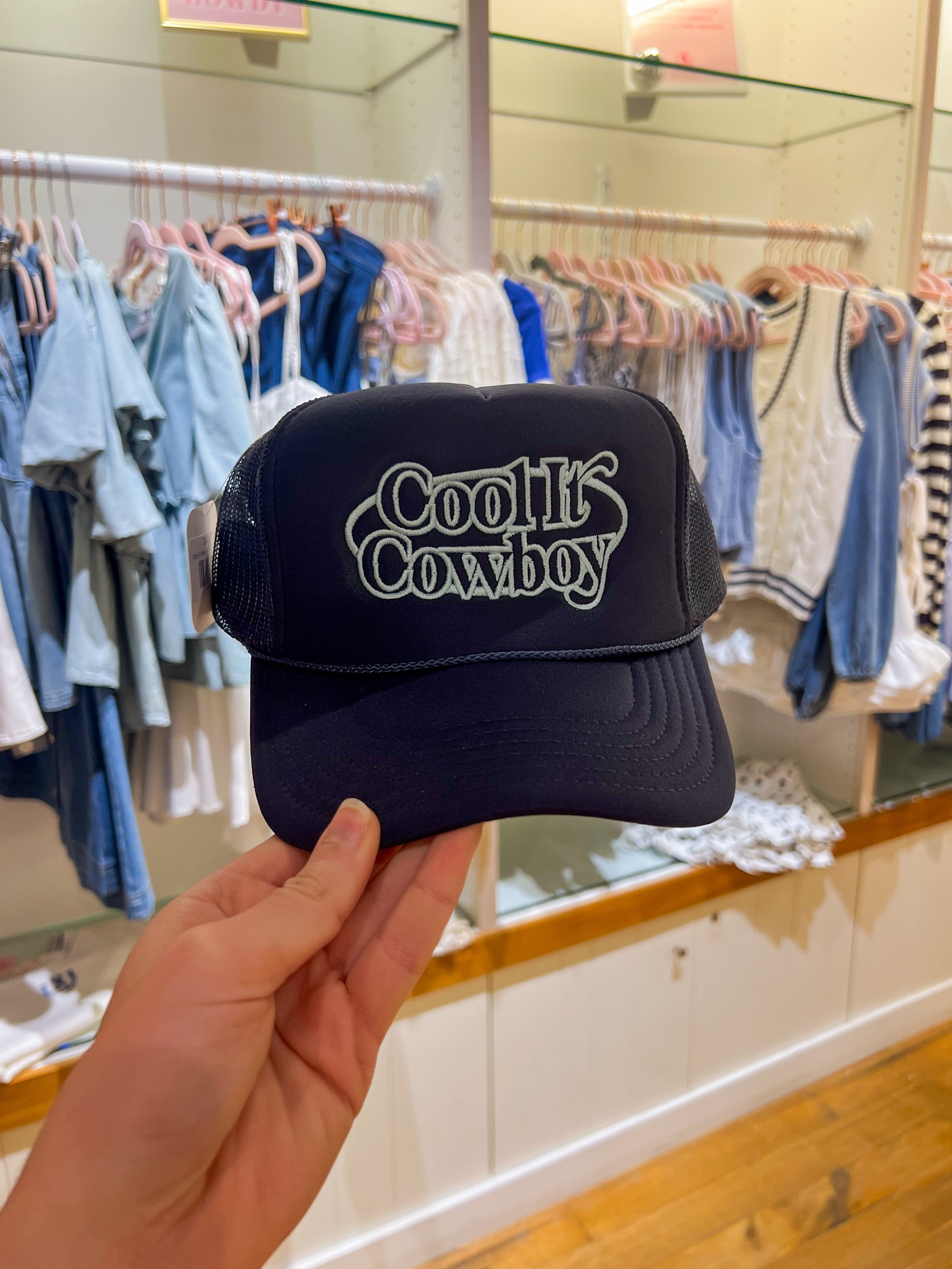 Cool it Cowboy Trucker Hat in Blue